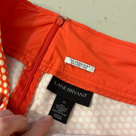 Lane Bryant Orange Polka Dot A Line Mod Collection Cotton Skirt Size 22 - Picture 5 of 12